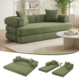 MAKIAAP 78.5'' Convertible Folding Sofa Bed, 5-in-1 Modular Floor Couch, Corduroy Small Cloud Couch, Compressed Foldable Sleeper Sofa, King Size Futon for Bedroom, Guest Room (Green) MAKIAAP