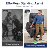 Brage Living Power Lift Recliner Chair for Elderly with Massage & Heat, 160° Adjustable PU Leather Electric Recliner with Remote, Cup Holders, Side Pockets, and Stand Assist for Living Room (Grey)