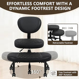 AtHope Ergonomic Cross Legged Office Chair with Wheels - Adjustable Height for Meditation, ADHD Desk & Yoga - Wide Criss Cross Design with Lumbar Support, Kneeling Chair - Black AtHope