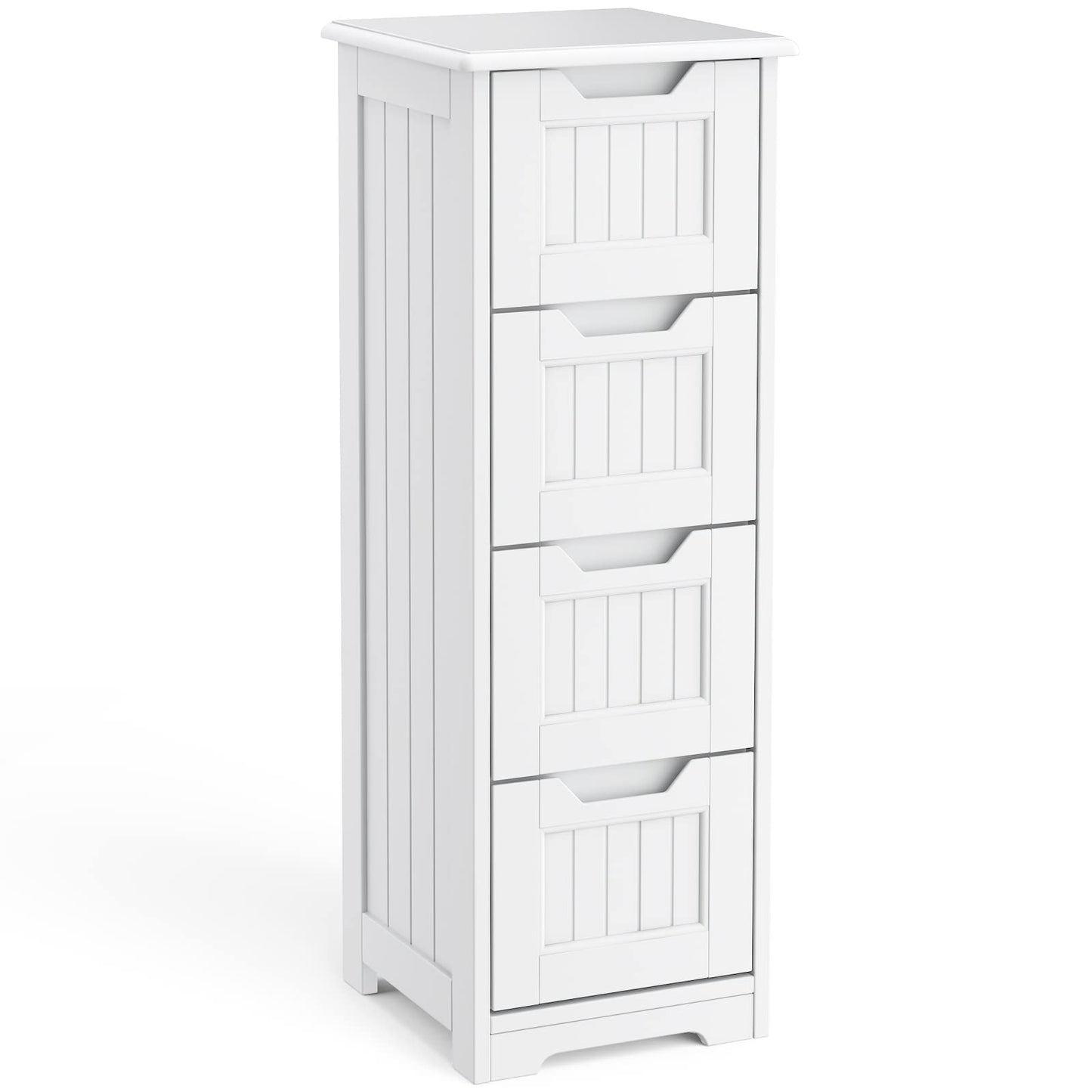 Gizoon 33" Freestanding Small Bathroom Storage Cabinet with 4 Drawers in White - WoodArtSupply