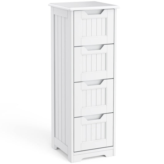 Gizoon Small Bathroom Storage Cabinet Freestanding with Drawers, 33" Floor Organizer Cabinet, Wooden Dresser with 4 Drawers, Chest of Drawers Wood for Narrow Places Living Room, White