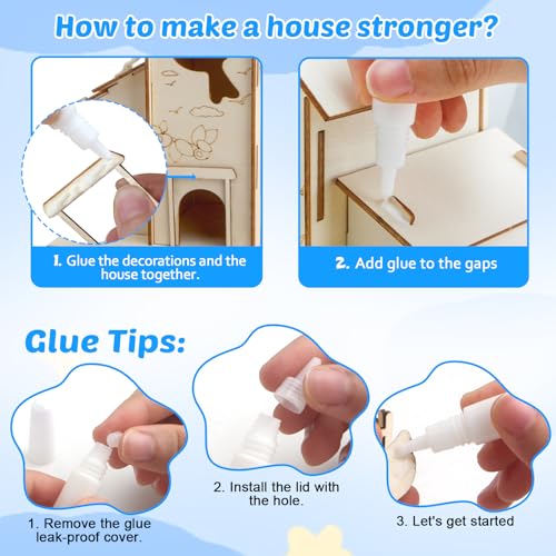 Crafts Bird Feeder, DIY Bird House Wood Craft Kit for Kids Ages 3-5 4-8 8-12,Build and Paint Wooden Bird House Feeder, DIY Wild Birdhouse Art Activities Crafts for Children Boys Girls Col-Pary