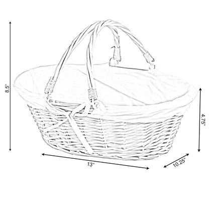 Vintiquewise(TM) QI003055.WF Oval Willow Basket with Double Drop Down Handles - WoodArtSupply