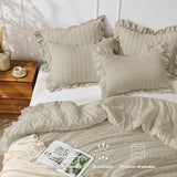 JOLLYVOGUE Twin Size Comforter Set, 2 Pieces Linen Seersucker Lightweight Fluffy Bedding Set, Twin Ruffle Comforter, All Season Soft Microfiber Shabby Chic Bed Set JOLLYVOGUE
