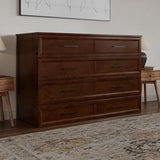 AFI, Tucson Queen Wood Murphy Bed Chest with 6" Mattress, Storage Drawer & Built-in USB Charger, Walnut AFI