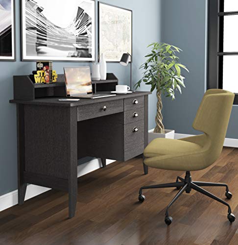 Catrimown Computer Desk with Drawers and Hutch, Wood Office Desk Teens Student Desk Study Table Writing Desk for Bedroom Small Spaces Furniture with Storage Shelves, Espresso Brown - WoodArtSupply