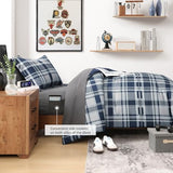 MaiRêve Navy Blue Twin XL Comforter Set, Twin XL Bedding Sets for Boys Girls 5 Pieces for Dorm Farmhouse All Season Lightweight &Comfy with Fitted Sheet, Flat Sheet (Navy Blue, Twin XL, 66"x90") MaiRêve