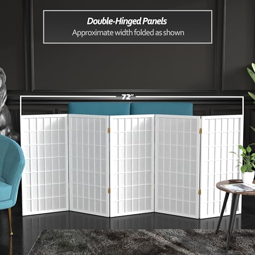 3 ft. Short Window Pane Shoji Screen - White - 5 Panels Red Lantern