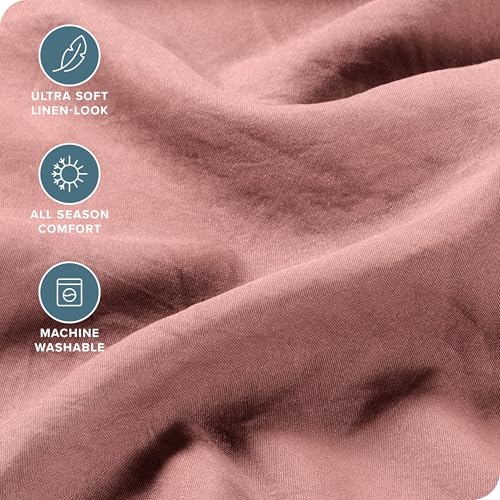 Bare Home Full Sheet Set - Luxury 1800 Ultra-Soft Stonewashed Microfiber - Double Brushed - Deep Pockets - Easy Fit - Breathable Bedding - Sheet Sets & Pillowcases (Full, Stonewashed Dusty Rose) Bare Home