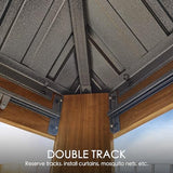 Kozyard Apollo 12’x12’ Hardtop Gazebo, Wooden Coated Aluminum Frame Canopy with Galvanized Steel Double Roof, Outdoor Permanent Metal Pavilion with Netting for Patio, Deck and Lawn (12ft x 12ft) Kozyard