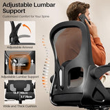 FINATI Office Chair Ergonomic Desk Chair, Adjustable Lumbar Support Rolling Swivel Comfy Chair with Space-Saving Flip Up Armrests, Breathable Mesh Gaming Chair for Business Work Office & Home, Black FINATI