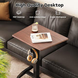 JOY worker Height Adjustable Rolling Laptop Desk with Shelf,Mobile Standing Desk,Pneumatic Mobile Laptop Table with Wheels for Couch Home Office School,Holds Up to 22lbs,Dark Walnut JOY worker