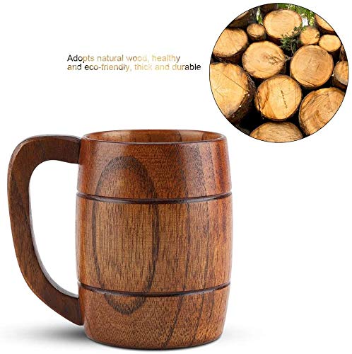 Yosoo 350mL Wooden Beer Mugs,Handmade Retro Brown Drinkware with Handle for Wine/Coffee/Tea Gift Drinking Cup for Men/Women Yosoo