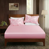 P Pothuiny 3-Piece Set Pintuck Satin Pillowcases & Queen Fitted Sheet, Blush Pink Satin Sheet Silky Soft Luxury Romantic Pinch Pleated Bedding Bedroom Dorm Decor, 15 Inch Deep Pocket P Pothuiny