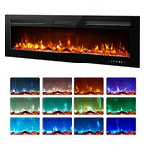 EUHOMY 60 Inch Electric Fireplace Recessed Wall Mounted with Remote Control, Fireplace Heater with Adjustable Flame Color, Linear Fireplace with Timer, Log & Crystal, 750/1500W (2026 Upgrade) E EUHOMY