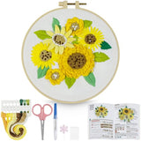 HTVRONT Embroidery Kit for Beginners, 3D Sunflower Embroidery Kits with Step-by-Step Video Tutorials, Simple 5 Stitches Beginner Embroidery Kit for Adults Crafts