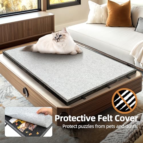 Becko US 2000 Piece Foldable & Tilting Puzzle Board with 8 Drawers & Cover, Lightweight & Portable Puzzle Table with Built-in Stands for Angle Adjustments, for 2000 1500 1000 Pieces Jigsaw Puzzles Becko US