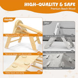 CoziBB Pikler Triangle Set, 5 in 1 Wooden Montessori Climbing Toys Baby Indoor Playground Gym, Foldable Indoor Climbing Toys with Ramp, Arch Climber, Baby Climbing Toys for Toddlers 1-3 Inside CoziBB