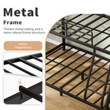 Twin Over Twin Metal Bunk Bed with Trundle Heavy Duty Twin Size Metal Bunk Beds Frame with 2 Side Ladders Convertible Bunkbed with Safety Guard Rails,No Box Spring Needed (Twin Over Full Black) HomJoones