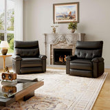 Garvee Oversized Recliner Chair - PU Leather Manual Recliner for Adults, Comfy Reclining Chair with Overstuffed Arms and Back, Side Pocket, Single Sofa for Living Room, Bedroom