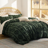 Bedsure Boho Tufted Green Comforter Set Queen Size, GentleSoft™ 3 Pieces Boho Farmhouse Decor Bedding, Exquisite Shabby Chic Bedding for All Seasons, 1 Bed Comforter, 2 Pillow Shams, 90x90 Inches Bedsure