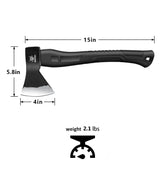 WICING Throwing Axe - 3 Pack, 15-inch Camping Hatchet, Carbon Steel Splitting Axe, Fiberglass Handle, with Anti-Slip & Shock Reduction Grip for Axe Throwing, Kindling, Chopping, and Wood Splitting WICING