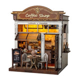 Book Nook Kit - DIY Miniature House Kit for Adults, Teens, and Kids, 3D Wooden Puzzles with LED Light, Dollhouse Craft Kit for Family and Friends, Great Gift Idea (Retro Coffee Shop)
