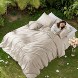 RTHX92N 100% Linen Duvet Cover Set Full Size, Pure Natural French Flax Linen Duvet Cover, Breathable for Hot Sleepers, Zipper Closure & Corner Ties - 3 Piece (Linen,Full) RTHX92N