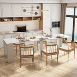 20"-118" Extendable Dining Room Table Console Table, Modern Large Dining Table for 2-14 People, White Wood Extendable Kitchen Console Table with Wood Legs for Entryway Henf