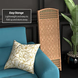 4 ft. Short Fiber Weave Folding Screen - Natural - 3 Panels Red Lantern