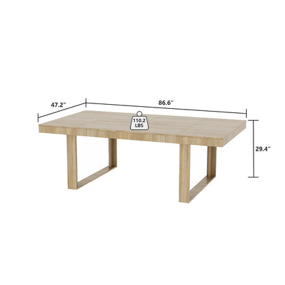 Hitow Dining Table for 8-10 People, 86.6-Inch Rectangular Wood Kitchen Table with Thicken Tabletop, Office Conference Room Table, Dining Room Living Room Table, Wood Color - WoodArtSupply