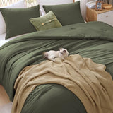 WRENSONGE Queen Comforter Set - 3 Pieces Prewashed Olive Green Comforter Soft Lightweight for All Seasons,Down Alternative Comforters Queen Size with 2 Pillow Shams WRENSONGE