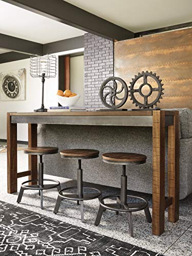 Signature Design by Ashley Torjin Industrial 24" Adjustable Height Barstool, 2 Count, Brown Signature Design by Ashley