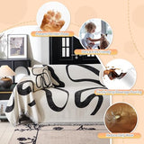 MYSKY HOME Boho Couch Cover Super Soft Couch Covers for 2-3 Cushion Couch Sofa, Modern Black Jacquard Sofa Slipcover Loveseat Futon Cover, Couch Covers for Sectional Sofa, 71" x 118", Black Curve