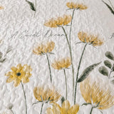 Dinjoy Quilt Set Queen Cute Floral Bedspread Coverlet Yellow Flower Quilts Microfiber Lightweight Summer Bedding Sets Reversible Soft Quilted Bed Cover for All Season(96"x90") Dinjoy
