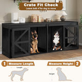 Nordee Axio 94.5 Inch Double Dog Crate Furniture, Farmhouse Dog Kennel TV Stand for 2 Large Dogs, Wooden Dog Cage Extra Large Breed with Divider & Solid Metal Tube, Black Nordee Axio