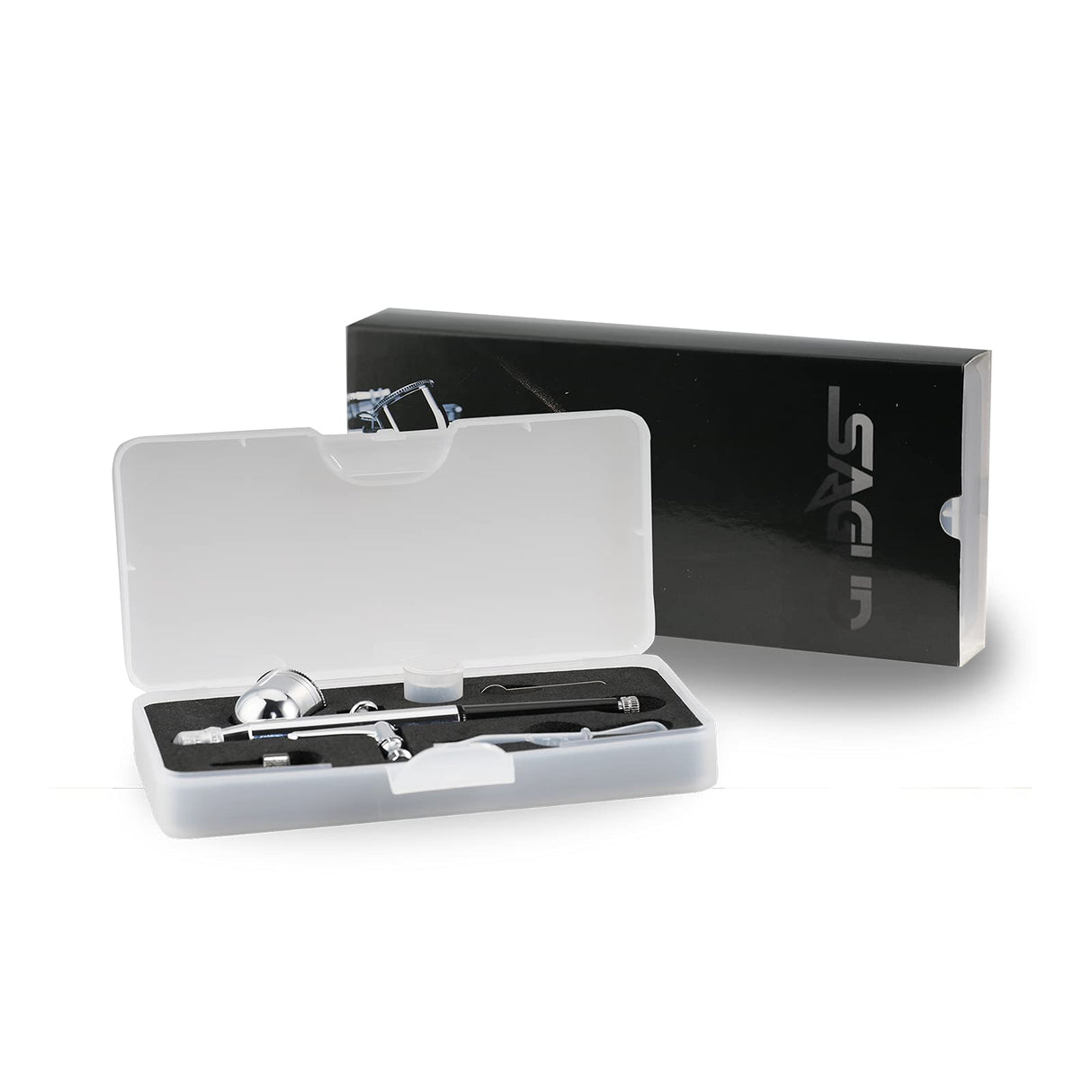 SAGUD Airbrush Kit Dual-Action Gravity Feed Air Brush Gun with 0.3mm and 1/3 oz. for Hobby, Models, Art, Tattoo, Nail Art, Cake SAGUD