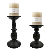 Fuhengli Pillar Candle Holders Stands Set of 2, Candle Holders for Pillar Candles Decorative Candlestick Holder for Fireplace, Home Decor, Dinning, Party, Wedding, Matte Black, 6.2" & 8.7" Fuhengli
