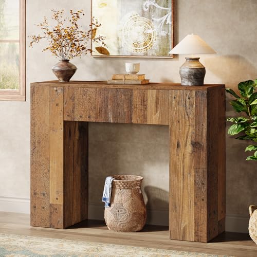 Tribesigns 39'' Farmhouse Console Table, Narrow Sofa Entryway Table with Drawer, Small Wooden Entrance Table for Living Room, Hallway, Foyer, Distressed Brown Tribesigns