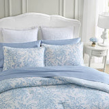 Laura Ashley - Queen Comforter Set, Soft & Reversible Cotton Floral Bedding with a Medium Weight Feel, 3 Piece Bed Set with Matching Pillowcases (Bedford Blue) Laura Ashley