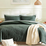 Geniospin Queen Comforter Set - 7 Pieces Dark Green Bedding Set, Botanical Textured Comforter Bed Set, All Season Lightweight Bed in a Bag with Comforter, Sheets, Pillowcases & Shams Geniospin