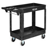 TUFFIOM Plastic Service Utility Cart with Wheels, 550lbs Capacity Heavy Duty Tub Storage Cart W/Deep Shelves, Multipurpose Rolling 2-Tier Mobile TUFFIOM