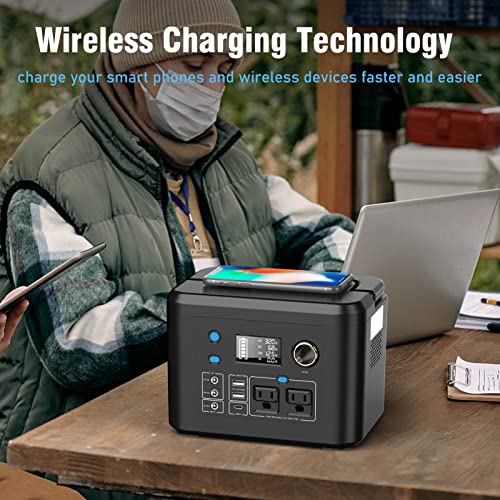 Portable Power Station 350W, Powkey 260Wh/70,000mAh Backup Lithium Battery, 110V Pure Sine Wave Power Bank with 2 AC Outlets, Portable Generator for Outdoors Camping Travel Hunting Emergency - WoodArtSupply