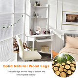 Tangkula White Corner Desk with Hutch, 90 Degrees Triangle Computer Desk with Keyboard Tray & Bookshelves for Small Space, Space Saving Writing Desk with Storage Shelves for Bedroom Apartment Tangkula