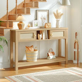 HOOBRO Console Table, 47" Rattan-Like Entryway Table with Storage, Narrow Sofa Table Behind Couch for Living Room Entry Foyer Hallway, Natural NL34XG01 HOOBRO