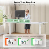 EnHomee 71 Inch Standing Desk Adjustable Electric with Monitor Stand, Computer Desk with Power Strip, Memory Height Home Office Desk for Home and Study Room, White EnHomee