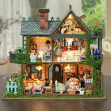 ISSEVE DIY Miniature House Kit, Tiny House Dollhouse Kit for Adults, Mini House Building Kits, Miniature Kit Adult Craft Diorama Kit Home Bookshelf Decoration, Gifts for Birthday (Fairy Garden House)