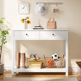 Gizoon Console Table with Drawers, Sofa Table with Storage Shelves, 2-Tier Wooden Entryway Table for Living Room, Kitchen, Hallway, Foyer, White Gizoon