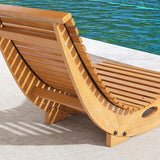 Outsunny Outdoor Rocking Chaise Lounge Chair, S Shape Wooden Rocking Chair with Slatted Seat and High Back, Rocking Patio Lounger for Porch, Backyard, Garden, Light Brown