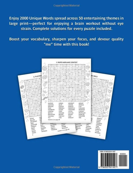 2000 Unique Words Word Search For Adults Large Print: Relaxing Puzzle & Activity Book For Adults & Seniors With Recreational Word Find Themes and Full Solutions Included (Word Hunt Gift Books) WoodArtSupply